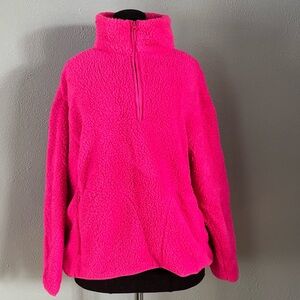 Crown & Ivy Hot Pink Quarter Zip Fleece Jacket Womens Size S